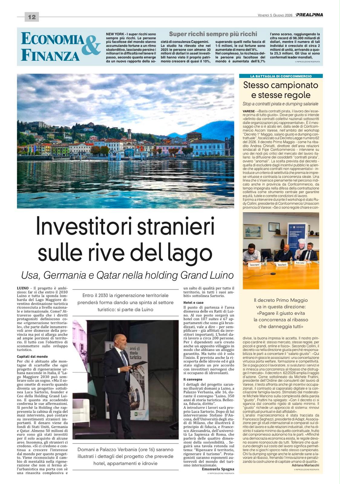 La Prealpina — Investitori stranieri sulle rive del lago