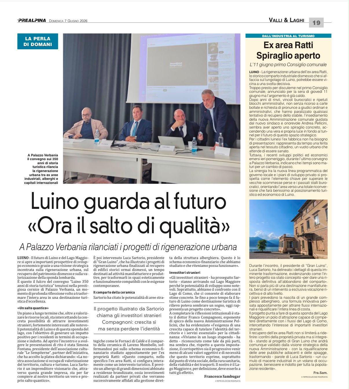 La Prealpina — Luino guarda al futuro, ora il salto di qualità