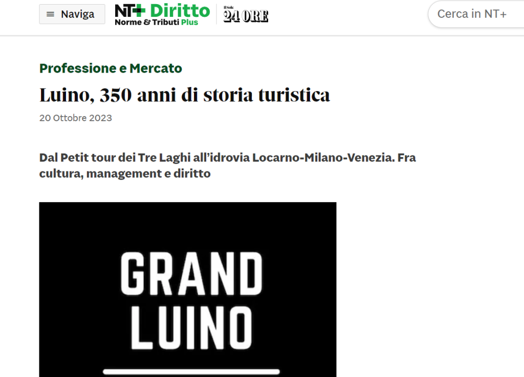 Il Sole 24 Ore — Luino 350 years